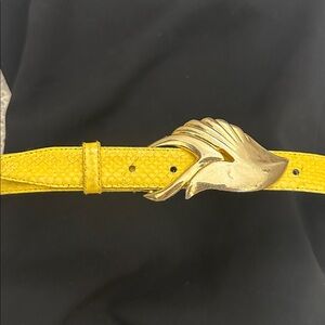 Genuine Snake Skin yellow belt gold buckle Leather Shop small s angora blend